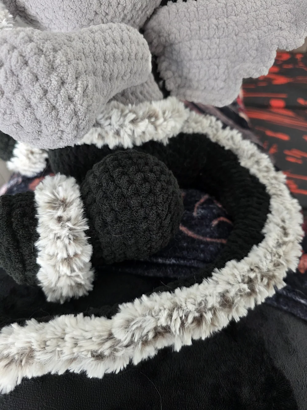 Plush Grey and Black Dragon Stuffed Animal - Soft Home Accent